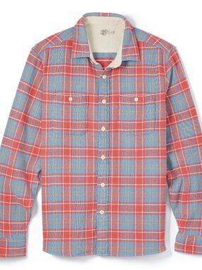 Faherty Sz L Organic Cotton Brand Surf Flannel Shirt Button Up Chest Pockets
